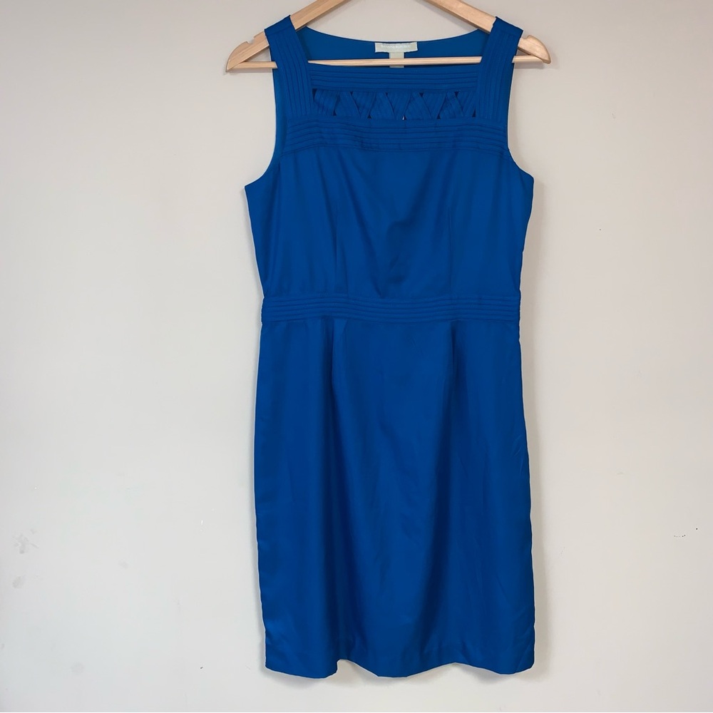 NEW Banana Republic Dress Women’s 6 Blue Sleeveless Sheath Crisscross Neckline